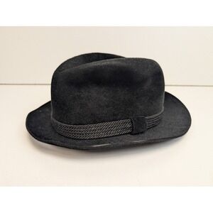 Vintage Knox New York Black Felt Fedora Hat Mens size 7 1/8